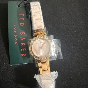 Ted Baker Rose Gold-Tone Crystal Bezel Women's Watch with Pink Dial